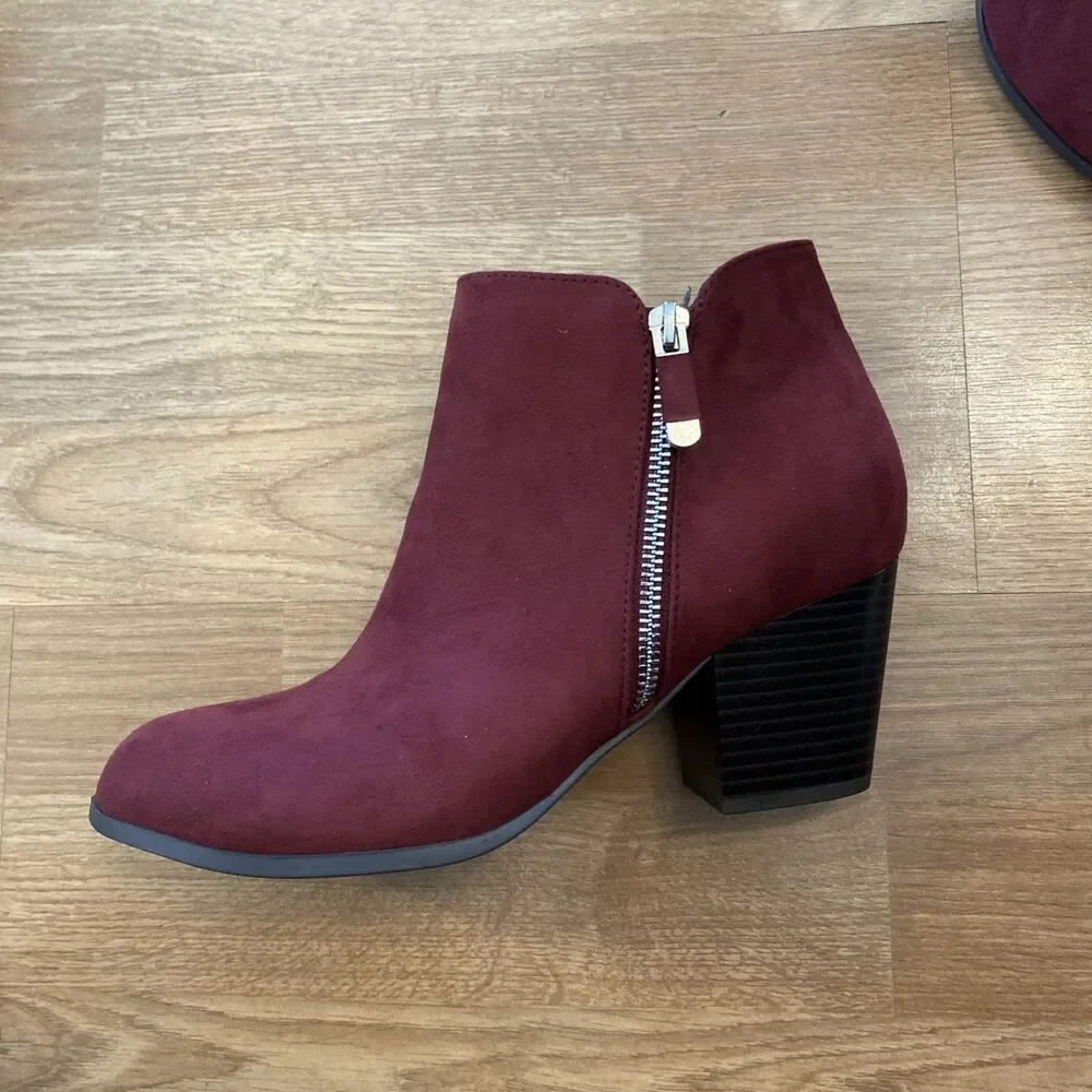 Style & Co Masrinaa Block-Heel Ankle Bootie Scarlet Micro Size 8.5M NIB - Picture 7 of 12